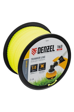 Леска для триммера витой квадрат, 3,0мм х 163м, на DIN катушке FLEX CORD// Denzel