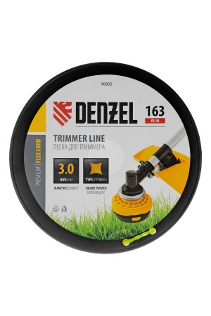 Леска для триммера витой квадрат, 3,0мм х 163м, на DIN катушке FLEX CORD// Denzel