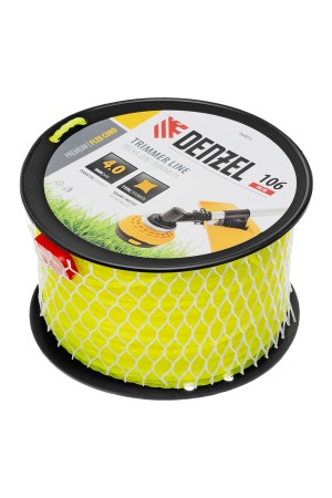 Леска для триммера витой квадрат, 4,0мм х 106м, на DIN катушке FLEX CORD// Denzel