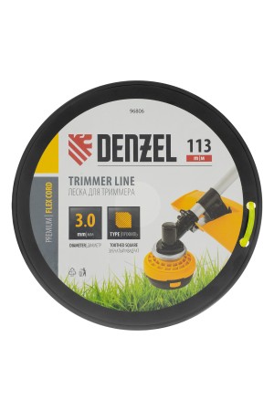 Леска для триммера зубчатый квадрат, 3,0мм х 113м, на DIN катушке FLEX CORD// Denzel