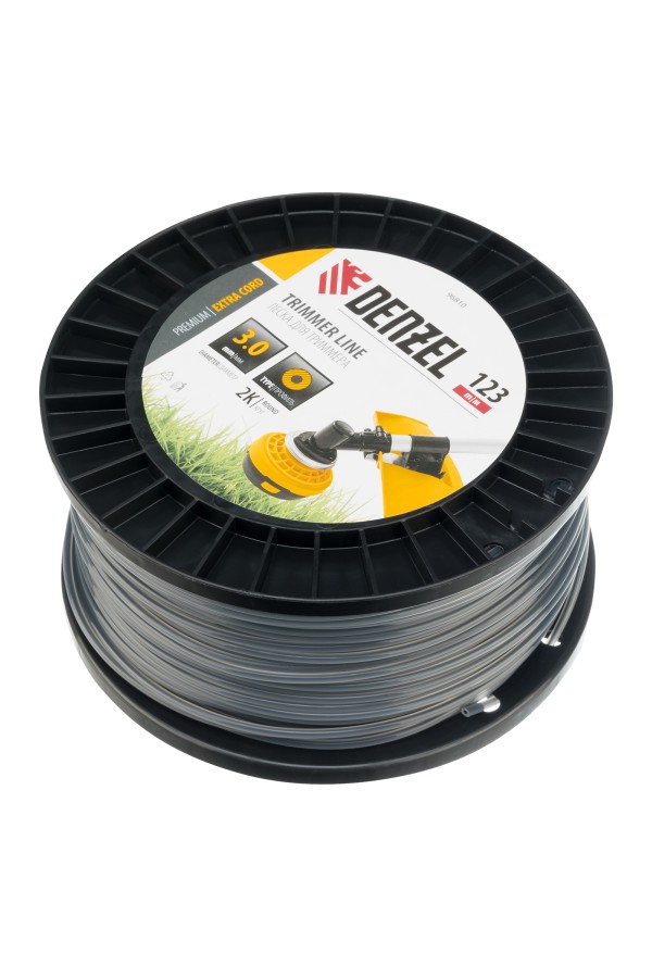 Леска для триммера двухкомпонентная круглая, 3,0мм х 123м, на DIN катушке EXTRA CORD Denzel