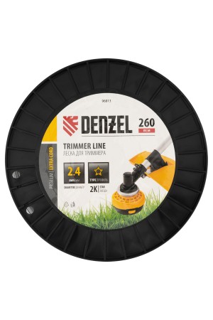Леска для триммера двухкомпонентная звезда, 2,4мм х 260м, на DIN катушке EXTRA CORD// Denzel