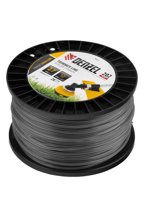 Леска для триммера двухкомпонентная звезда, 2,7мм х 202м, на DIN катушке EXTRA CORD Denzel