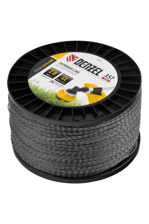Леска для триммера двухкомпонентная витой квадрат, 2,0мм х 357м, на DIN катушке EXTRA CORD Denzel