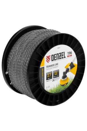 Леска для триммера двухкомпонентная витой квадрат, 2,7мм х 196м, на DIN катушке EXTRA CORD// Denzel