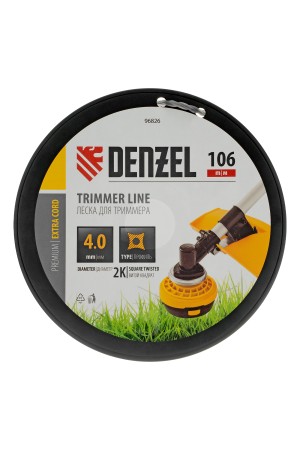 Леска для триммера двухкомпонентная витой квадрат, 4,0мм х 106м, на DIN катушке EXTRA CORD// Denzel