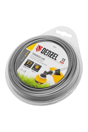 Леска для триммера армированная алюминием круглая, 2,7мм х 15м, блистер ALUFLEX// Denzel