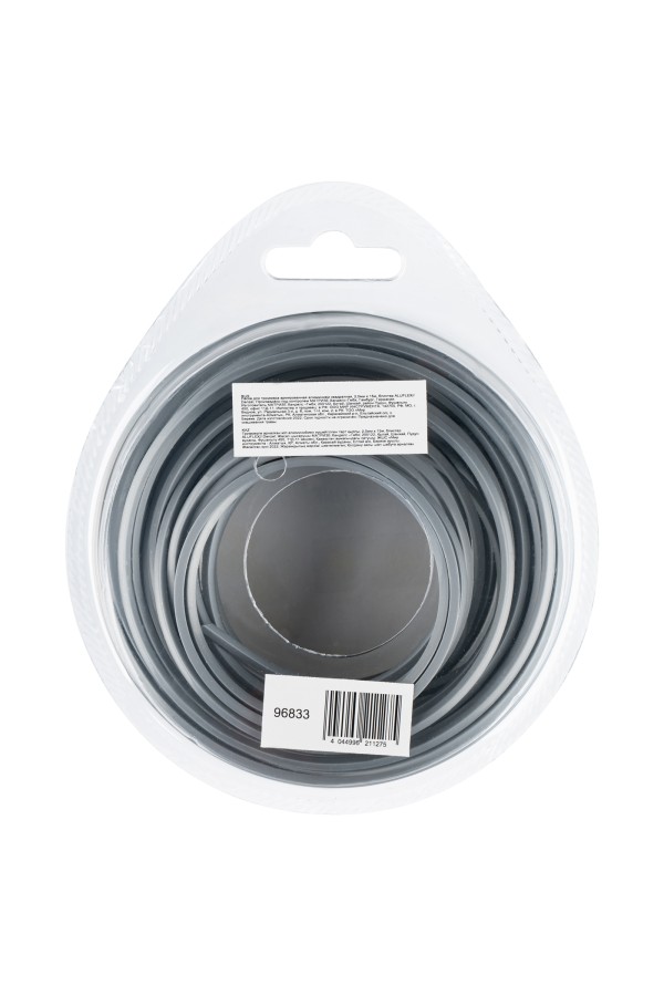 Леска для триммера армированная алюминием квадратная, 2,0мм х 15м, блистер ALUFLEX Denzel