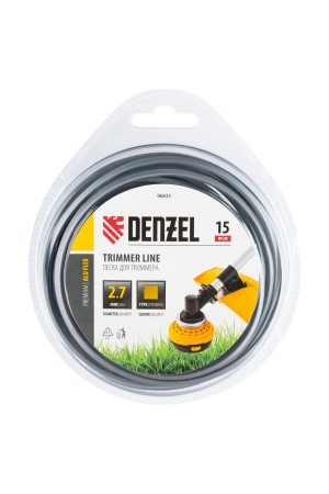 Леска для триммера армированная алюминием квадратная, 2,7мм х 15м, блистер ALUFLEX// Denzel