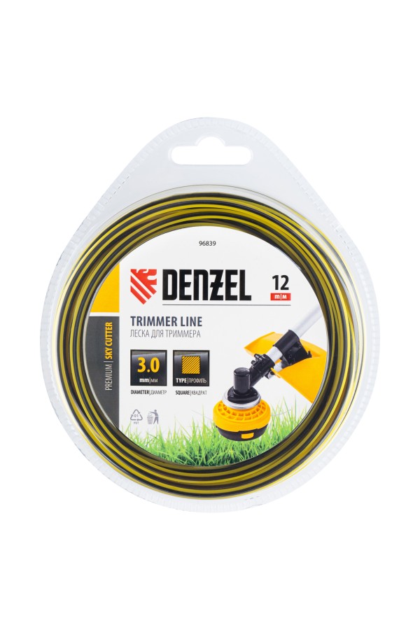 Леска для триммера двухкомпонентная квадратная, 3,0мм х 12м, блистер SkyCutter Denzel
