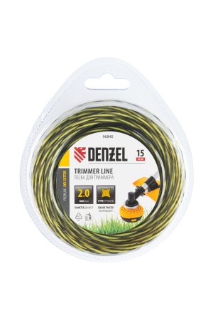 Леска для триммера двухкомпонентная витая квадратная, 2,0мм х 15м, блистер SkyCutter// Denzel