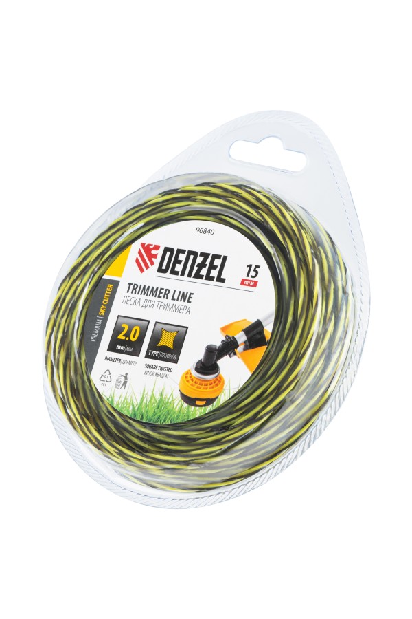 Леска для триммера двухкомпонентная витая квадратная, 2,0мм х 15м, блистер SkyCutter Denzel