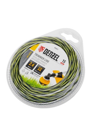Леска для триммера двухкомпонентная витая квадратная, 2,4мм х 15м, блистер SkyCutter// Denzel