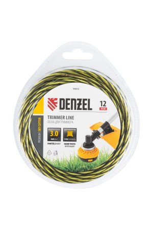 Леска для триммера двухкомпонентная витая квадратная, 3,0мм х 12м, блистер SkyCutter// Denzel