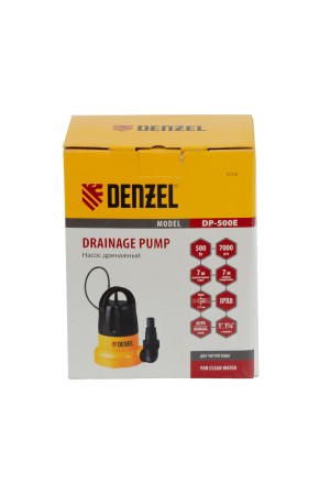 Дренажный насос DP500E, 500 Вт, подъем 7 м, 7000 л/ч Denzel
