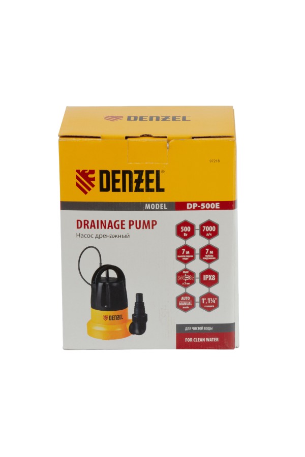 Дренажный насос DP500E, 500 Вт, подъем 7 м, 7000 л/ч Denzel