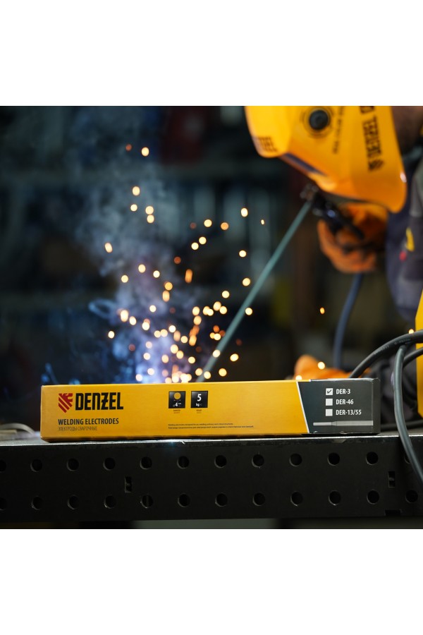 Электроды DER-3, диам. 4 мм, 5 кг, рутиловое покрытие Denzel