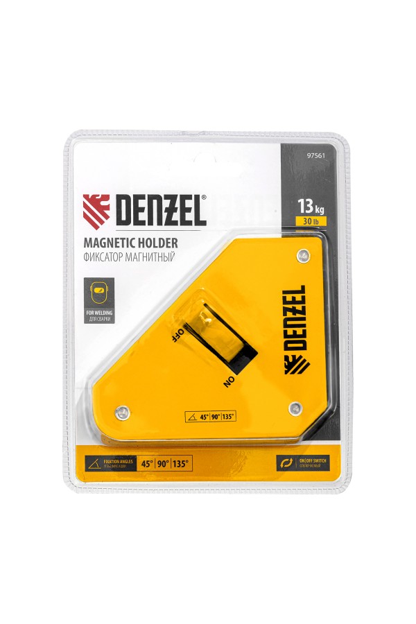 Фиксатор магнитный отключаемый для сварочных работ усилие 30 LB, 45х90 град. Denzel