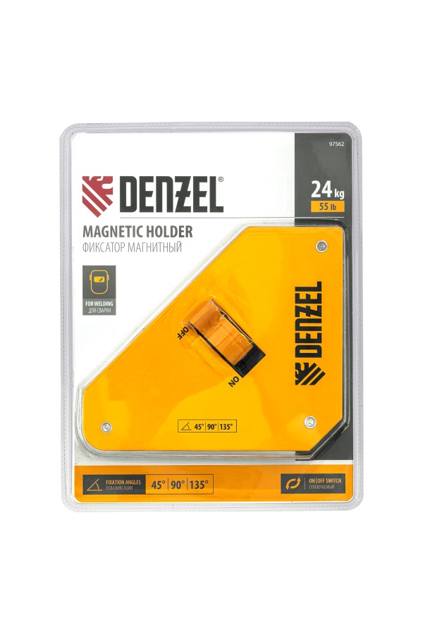 Фиксатор магнитный отключаемый для сварочных работ усилие 55 LB, 45х90 град. Denzel