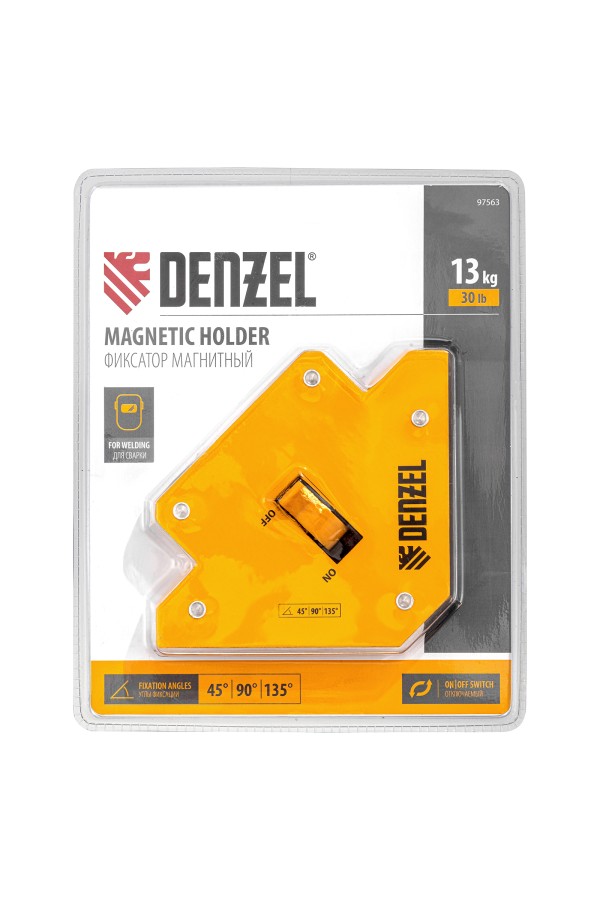 Фиксатор магнитный отключаемый для сварочных работ усилие 30 LB, 45х90х135 град. Denzel