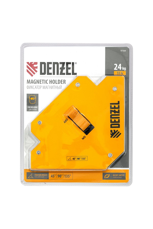 Фиксатор магнитный отключаемый для сварочных работ усилие 55 LB, 45х90х135 град. Denzel
