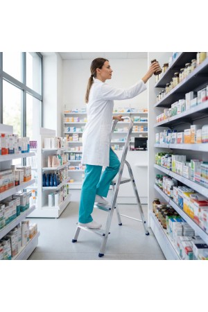 Стремянка, 3 ступени, алюминиевая, Россия, Сибртех