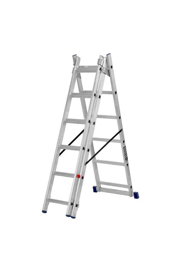 Лестница, 3 х 6 ступеней, алюминиевая, трехсекционная, Сибртех