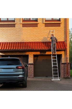 Лестница, 3 х 8 ступеней, алюминиевая, трехсекционная, Россия, Сибртех