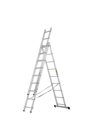 Лестница, 3 х 9 ступеней, алюминиевая, трехсекционная, Россия, Сибртех