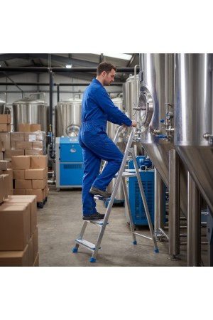 Стремянка, 4 ступени, стальная, оцинкованная Сибртех