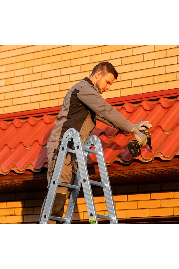 Лестница шарнирная алюминиевая, 4 х 5 ступеней, Сибртех