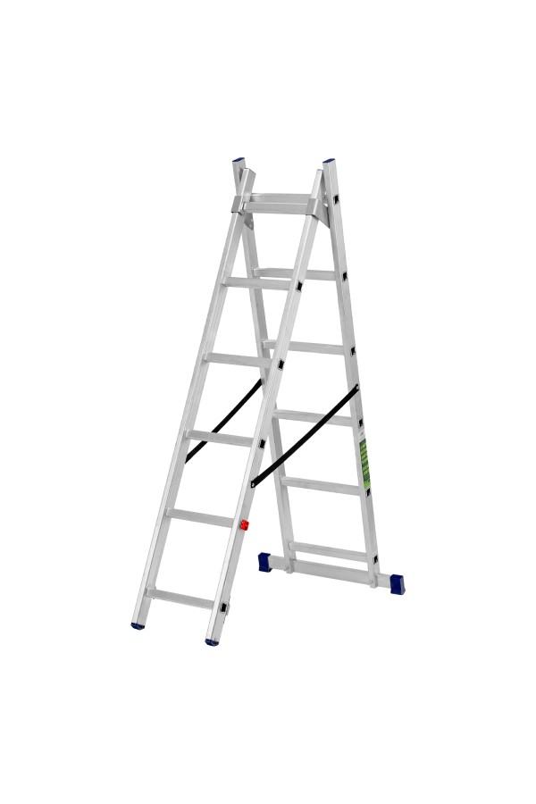 Лестница, 2 х 6 ступеней, алюминиевая, двухсекционная, Сибртех