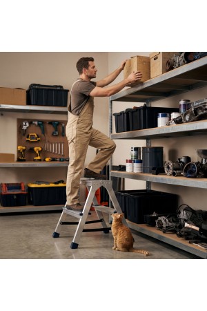 Стремянка двусторонняя 2 ступени, алюминиевая, Россия, Сибртех