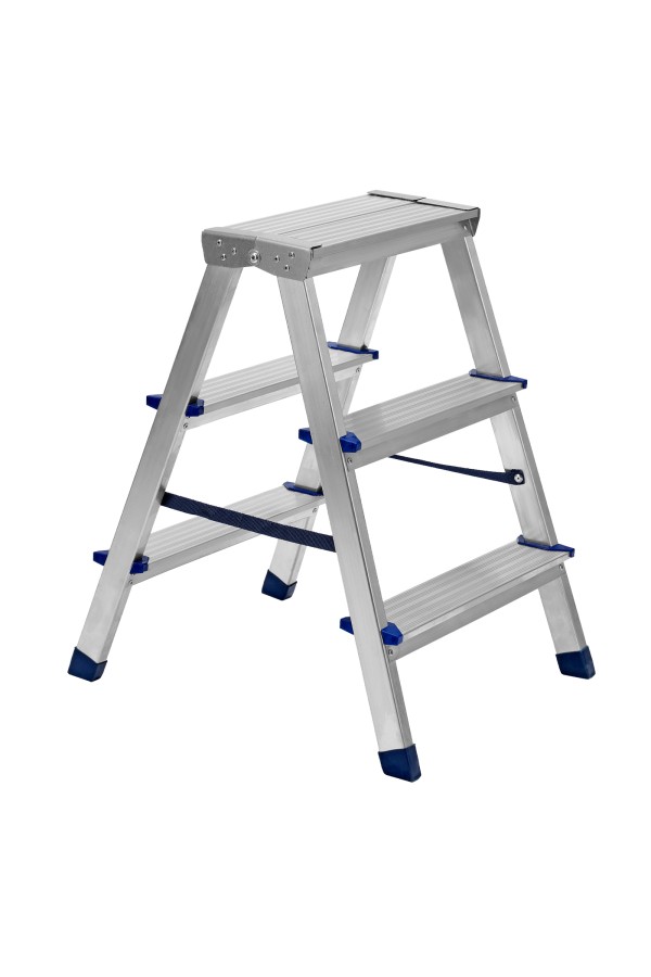 Стремянка двусторонняя 3 ступени, алюминиевая, Сибртех