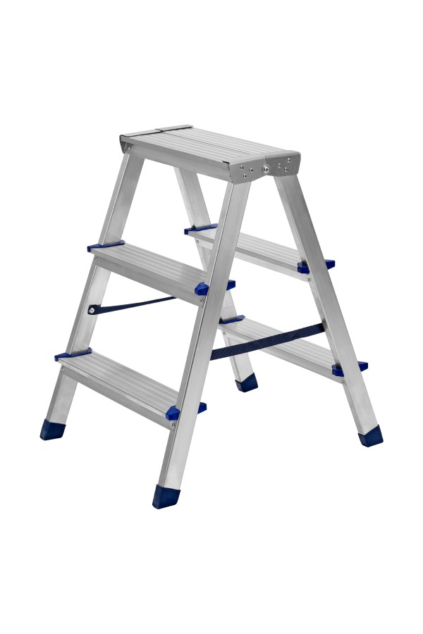 Стремянка двусторонняя 3 ступени, алюминиевая, Сибртех