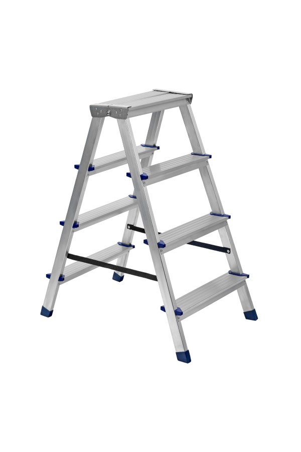 Стремянка двусторонняя 4 ступени, алюминиевая, Сибртех
