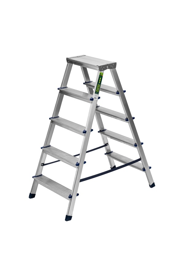 Стремянка двусторонняя 5 ступеней, алюминиевая, Сибртех