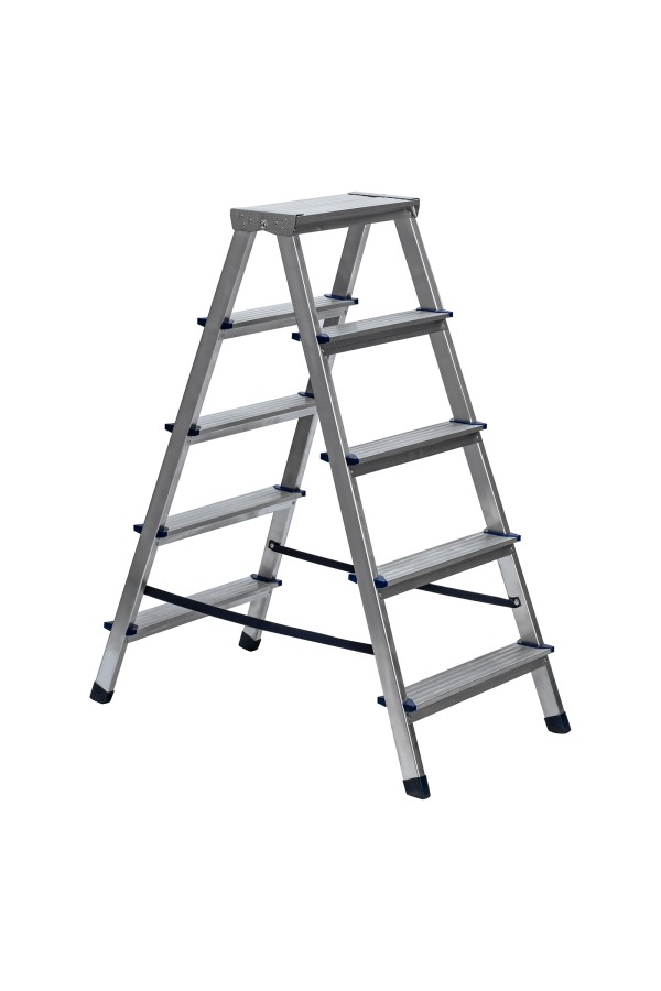 Стремянка двусторонняя 5 ступеней, алюминиевая, Сибртех