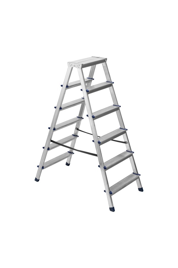 Стремянка двусторонняя 6 ступеней, алюминиевая, Сибртех