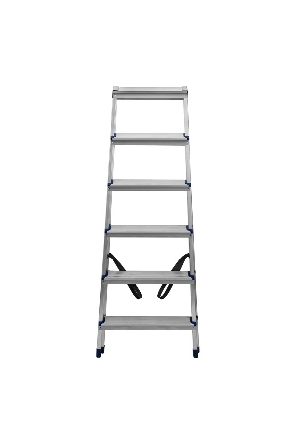 Стремянка двусторонняя 6 ступеней, алюминиевая, Сибртех