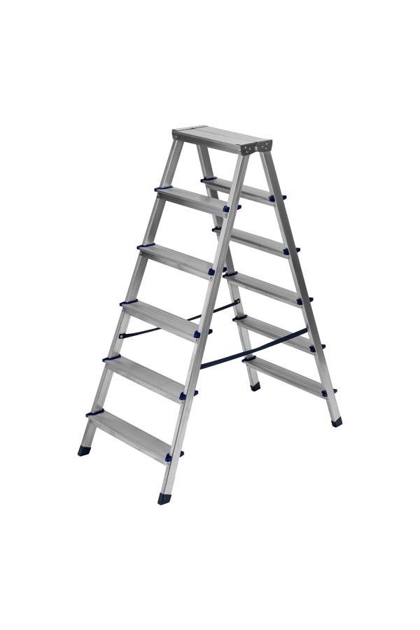 Стремянка двусторонняя 6 ступеней, алюминиевая, Сибртех