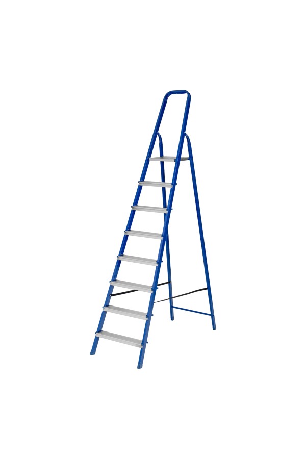 Стремянка, 8 ступеней, стальной профиль, алюминиевые ступени Сибртех