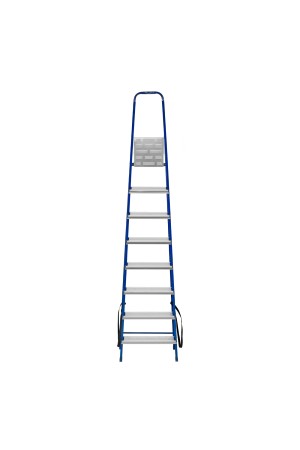 Стремянка, 8 ступеней, стальной профиль, алюминиевые ступени Россия Сибртех