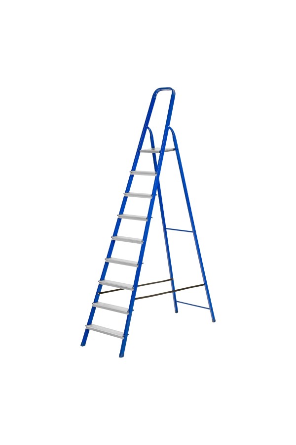 Стремянка, 9 ступеней, стальной профиль, алюминиевые ступени Сибртех