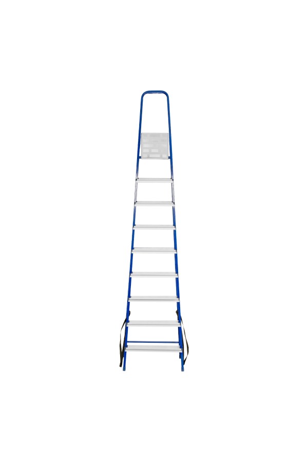 Стремянка, 9 ступеней, стальной профиль, алюминиевые ступени Сибртех