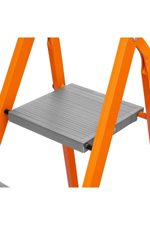 Стремянка, 5 ступеней, стальной профиль, ступени сталь, оранжевая, Россия, Сибртех