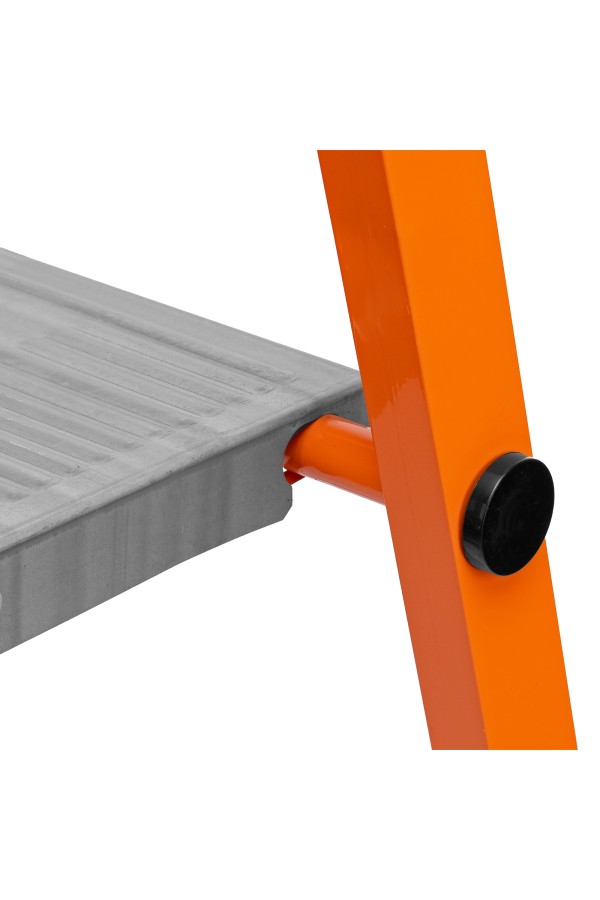 Стремянка, 5 ступеней, стальной профиль, ступени сталь, оранжевая, Сибртех