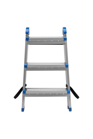 Стремянка двухсторонняя 3 ступени, сталь профиль, стальные ступени, Россия Сибртех