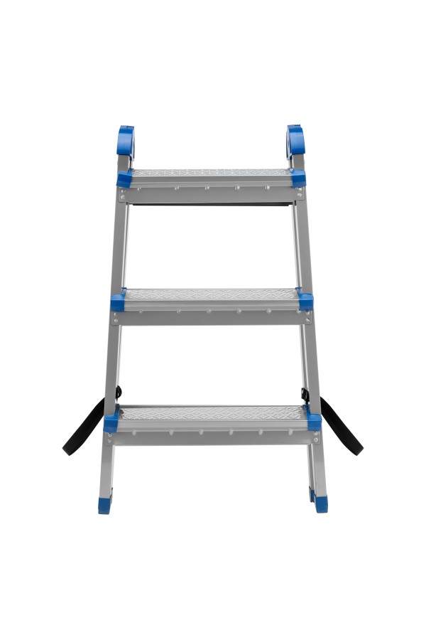 Стремянка двухсторонняя 3 ступени, сталь профиль, стальные ступени, Сибртех