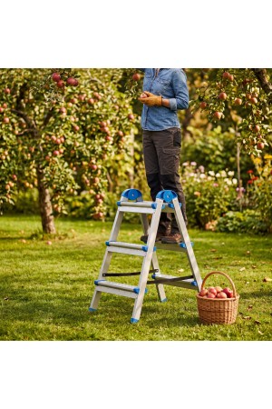 Стремянка двухсторонняя 3 ступени, сталь профиль, стальные ступени, Россия Сибртех